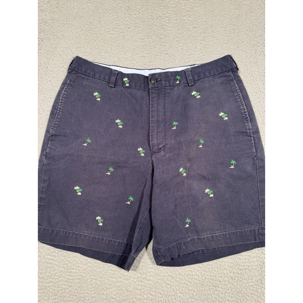 Brooks Brothers Men's Shorts‎ Navy Blue Palm Trees Cotton 36x8 Vacation